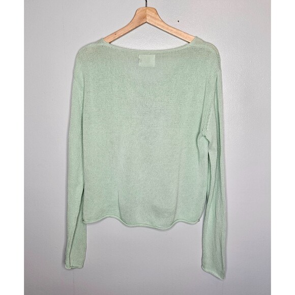 PEARLS & CAMO Jupiter Sweater Green L Knit Coastal Beachy Pullover Casual Top - Picture 4 of 6